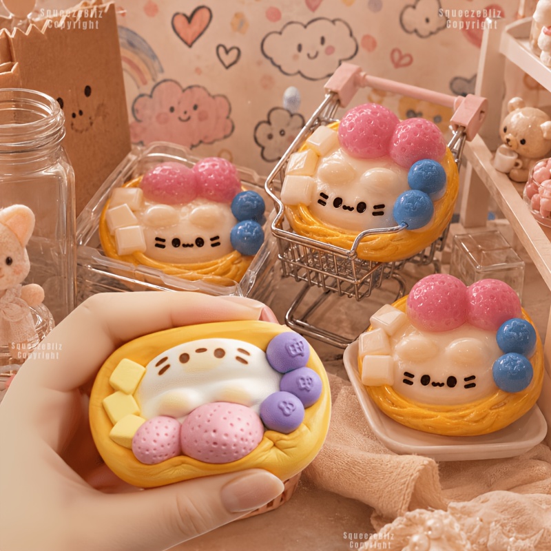 Edc Daily Carry - Cute Strawberry Egg Tart Squishy Toy,