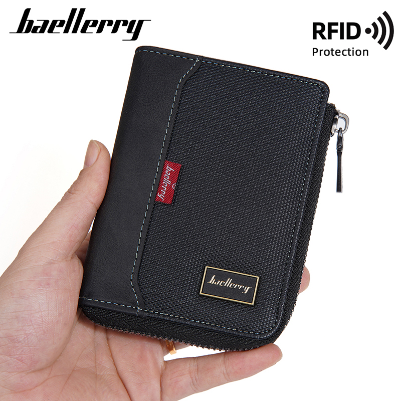 Edc Carry Card - Baellerry RFID Simple Short Men Zipper