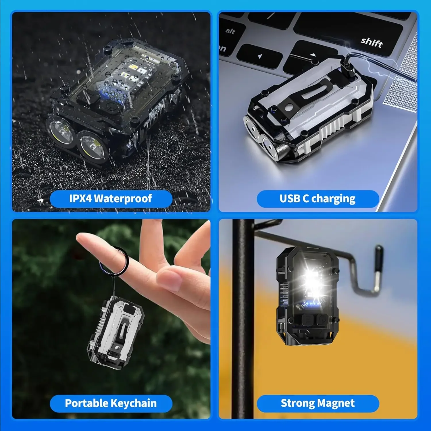 Clip-On Flashlight Rechargeabl - Keychain Flashlight บทวิจารณ์และราคา