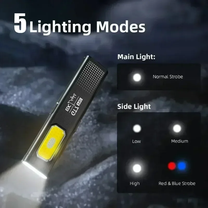 Mini LED Flashlight USB C Rech - Keychain Flashlight บทวิจารณ์และราคา
