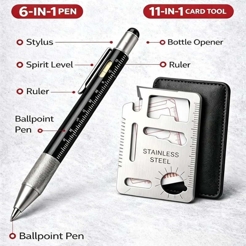 Men Gifts 6-in-1 Multitool Pen - Edc Carry Card บทวิจารณ์และราคา
