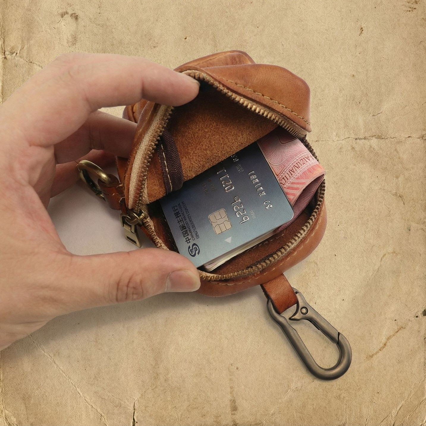 Rugged Vintage Leather Mini Cl - Edc Carry Coins บทวิจารณ์และราคา