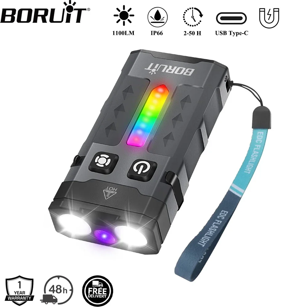 BORUiT EV20 1100LM EDC UV Keyc - Keychain Flashlight บทวิจารณ์และราคา
