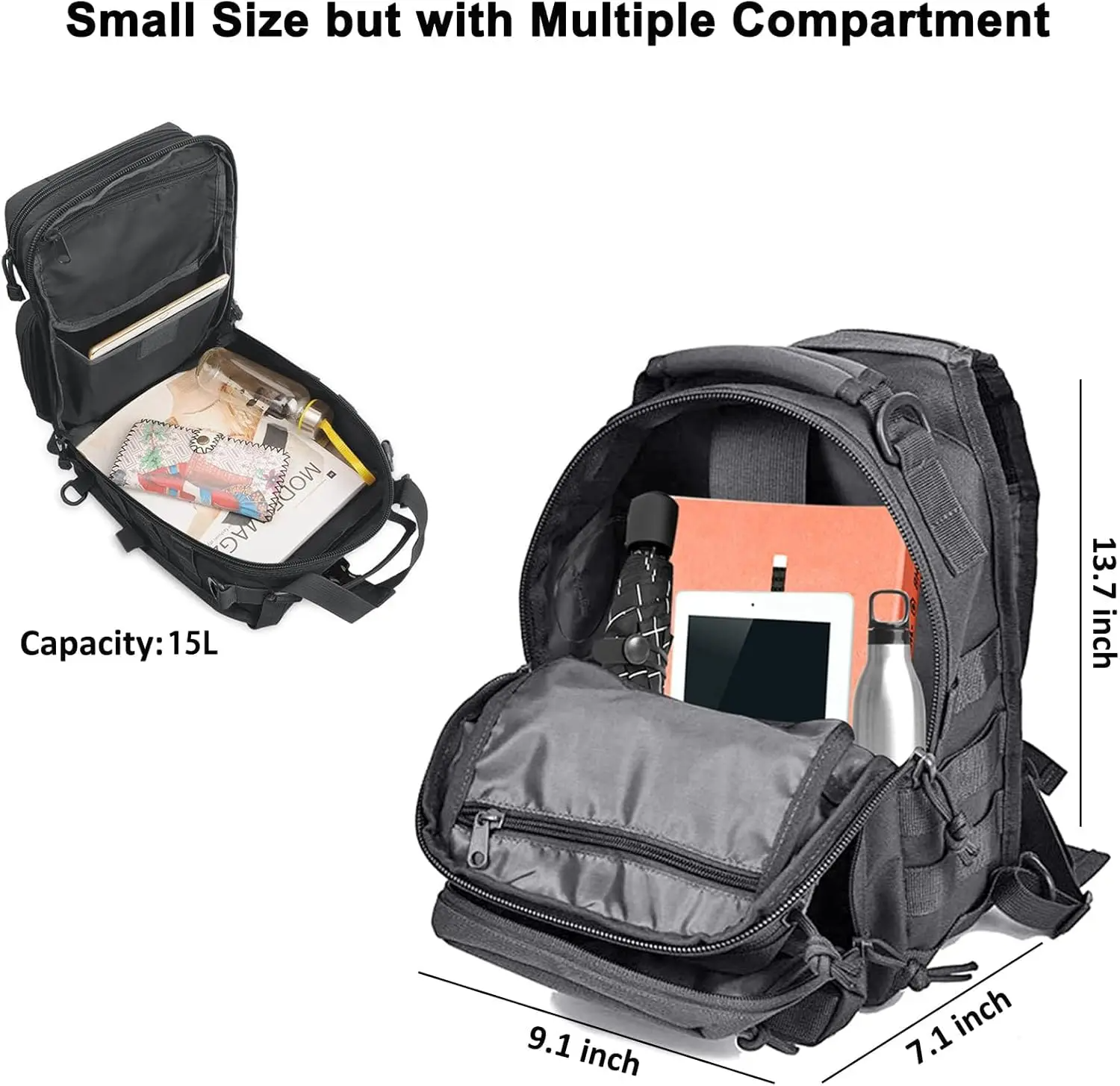 Tactical Sling Backpack Should - Edc Carry Bag For Pistol บทวิจารณ์และราคา